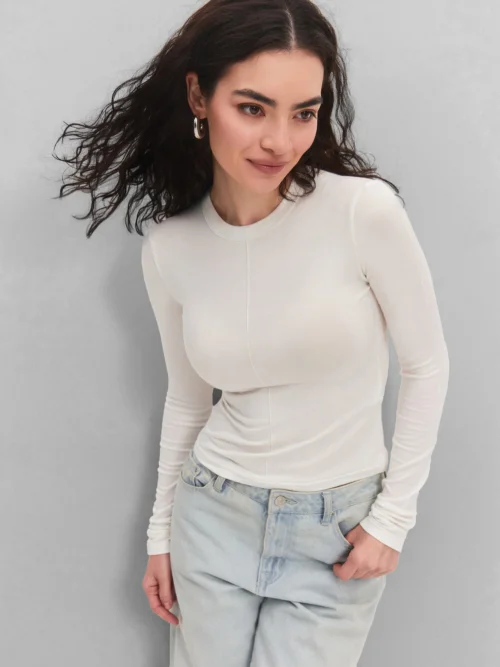 Лонгслив с длинным рукавом из полупрозрачной ткани