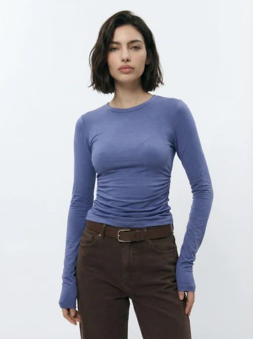 Лонгслив с длинным рукавом и со сборкой